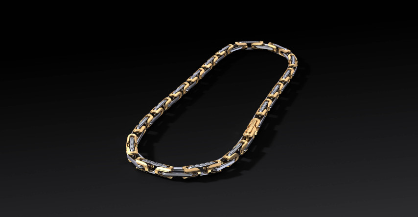 Łańcuch "Sentinel Pave" 8mm – Srebro i Złoto z Cyrkoniami Łańcuch "Sentinel Pave" 8mm – Srebro i Złoto z Cyrkoniami