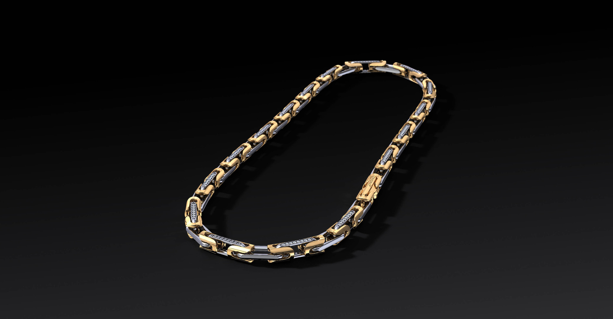 Łańcuch "Sentinel Pave" 8mm – Srebro i Złoto z Cyrkoniami Łańcuch "Sentinel Pave" 8mm – Srebro i Złoto z Cyrkoniami