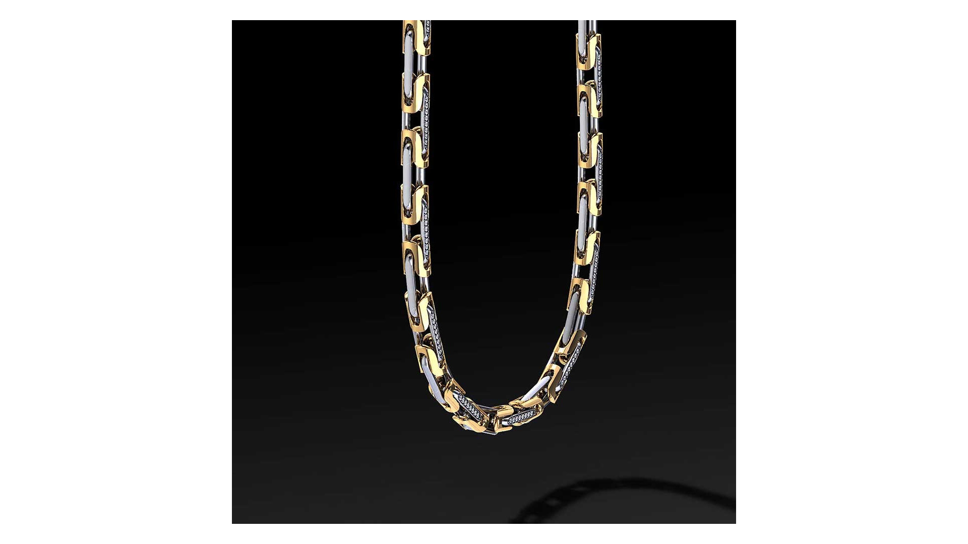 Łańcuch "Sentinel" 6mm Ag 925 + Au 585 I ENIGMA Jubiler Łańcuch "Sentinel" 6mm Ag 925 + Au 585 I ENIGMA Jubiler