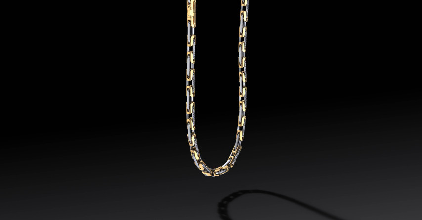 Łańcuch "Sentinel" 6mm Ag 925 + Au 585 I ENIGMA Jubiler Łańcuch "Sentinel" 6mm Ag 925 + Au 585 I ENIGMA Jubiler