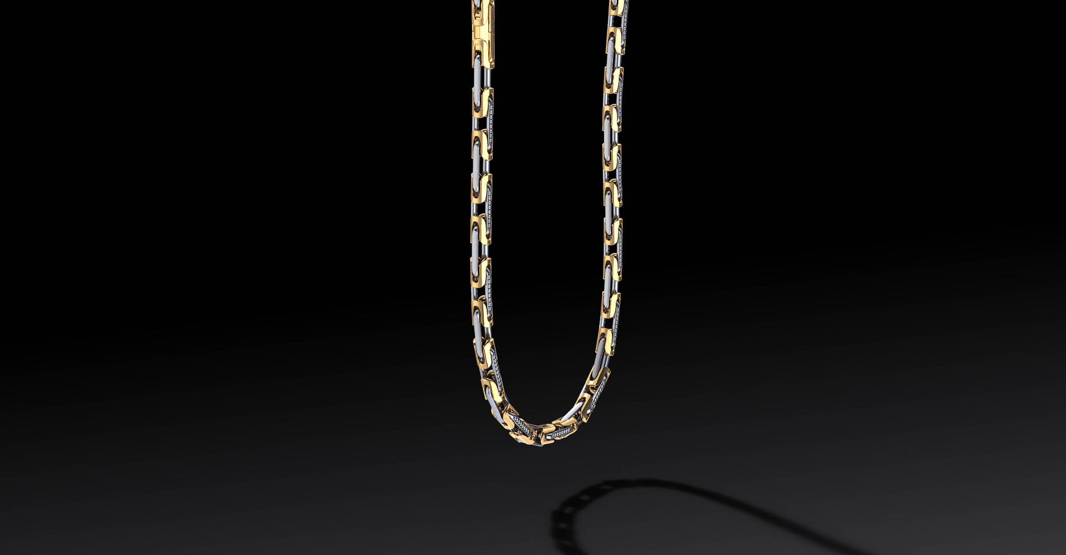 Łańcuch "Sentinel" 6mm Ag 925 + Au 585 I ENIGMA Jubiler Łańcuch "Sentinel" 6mm Ag 925 + Au 585 I ENIGMA Jubiler