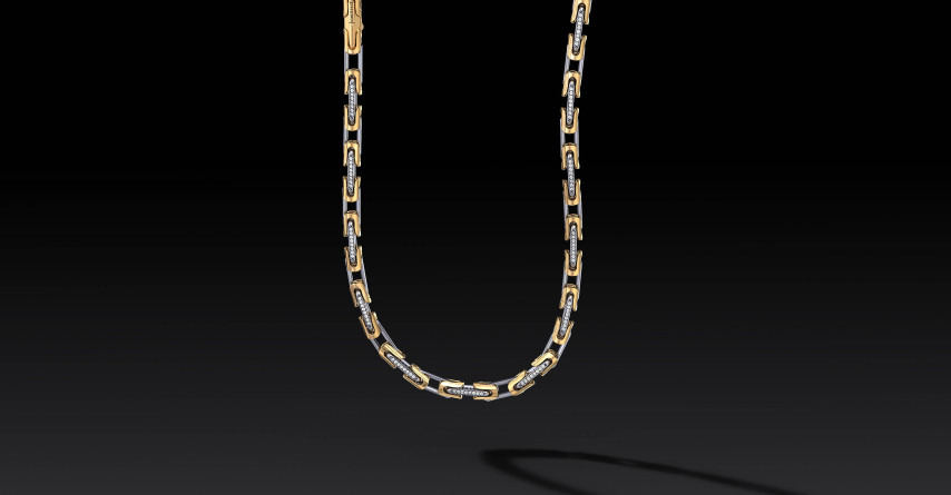 Łańcuch "Sentinel" 6mm Ag 925 + Au 585 I ENIGMA Jubiler Łańcuch "Sentinel" 6mm Ag 925 + Au 585 I ENIGMA Jubiler