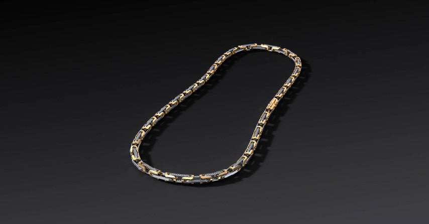 Łańcuch "Sentinel" 6mm Ag 925 + Au 585 I ENIGMA Jubiler Łańcuch "Sentinel" 6mm Ag 925 + Au 585 I ENIGMA Jubiler