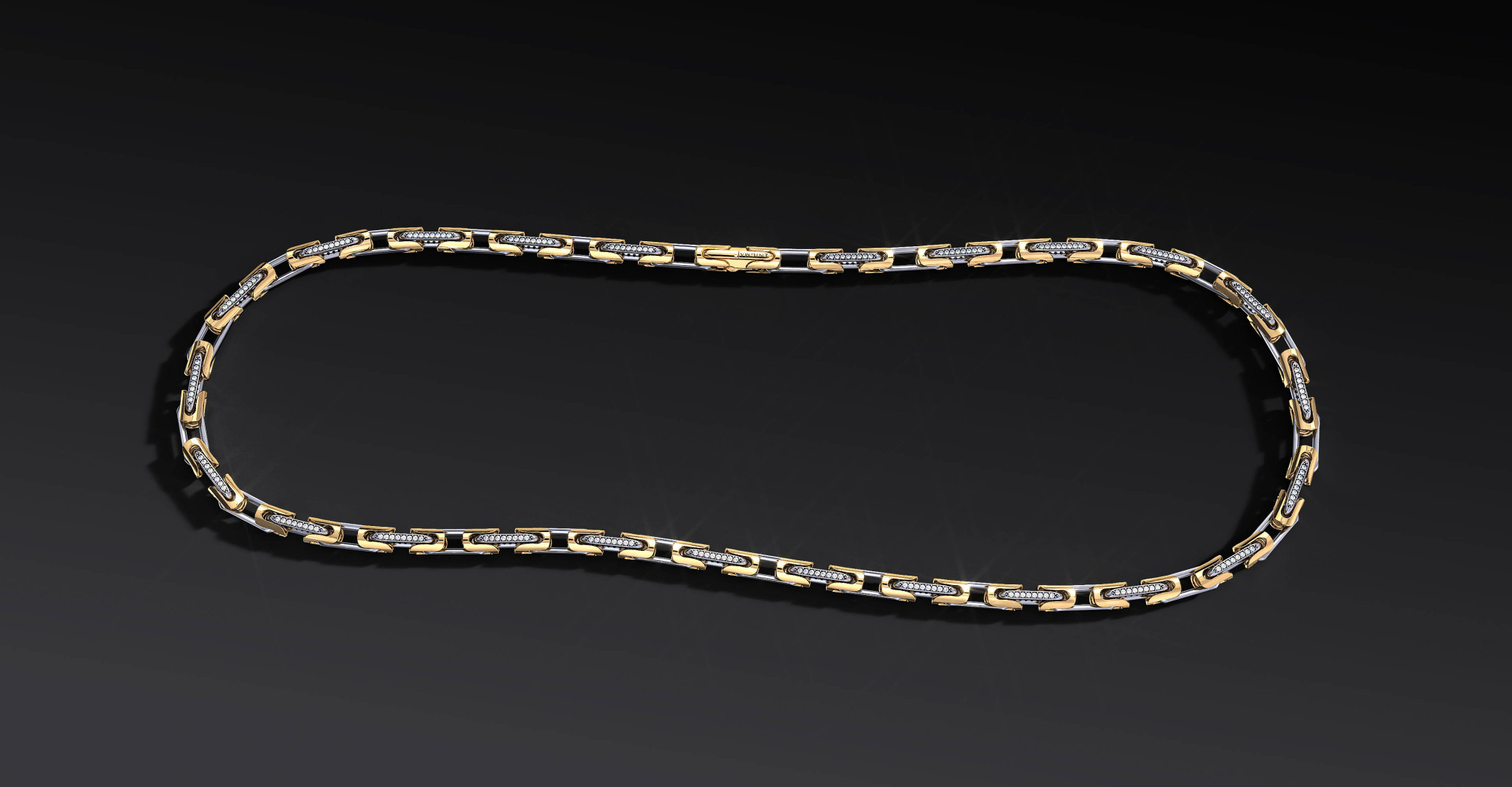 Łańcuch "Sentinel" 6mm Ag 925 + Au 585 I ENIGMA Jubiler Łańcuch "Sentinel" 6mm Ag 925 + Au 585 I ENIGMA Jubiler