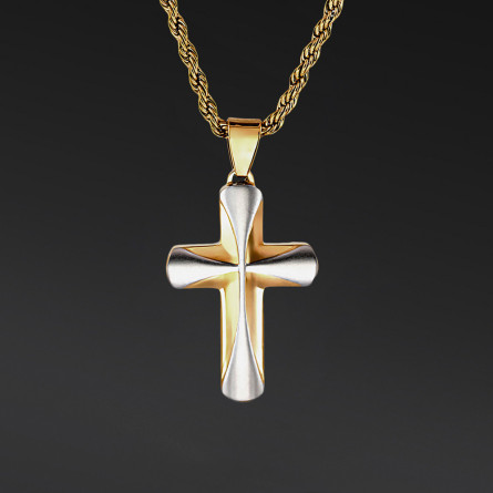 Krzyżyk „Vanguard” Gold – stal szlachetna z łańcuszkiem