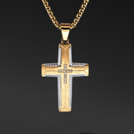 Krzyżyk „Cast” Gold – stal szlachetna z łańcuszkiem