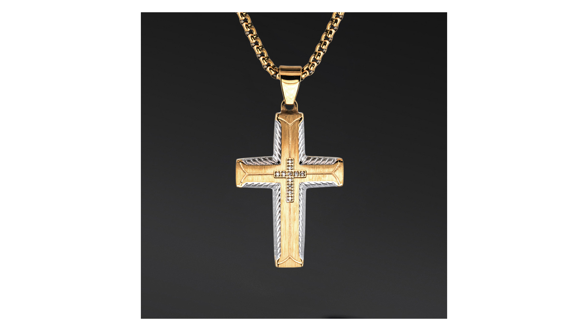 Krzyżyk „Cast” Gold – stal szlachetna z łańcuszkiem