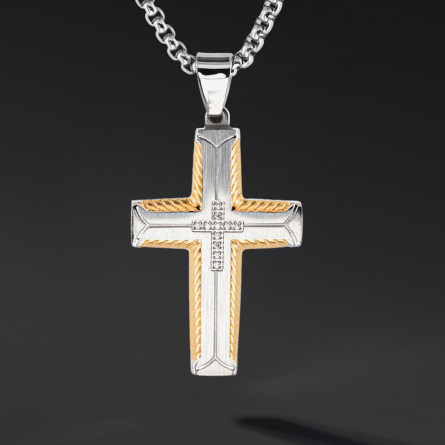 Krzyżyk „Cast” Silver – stal szlachetna z łańcuszkiem