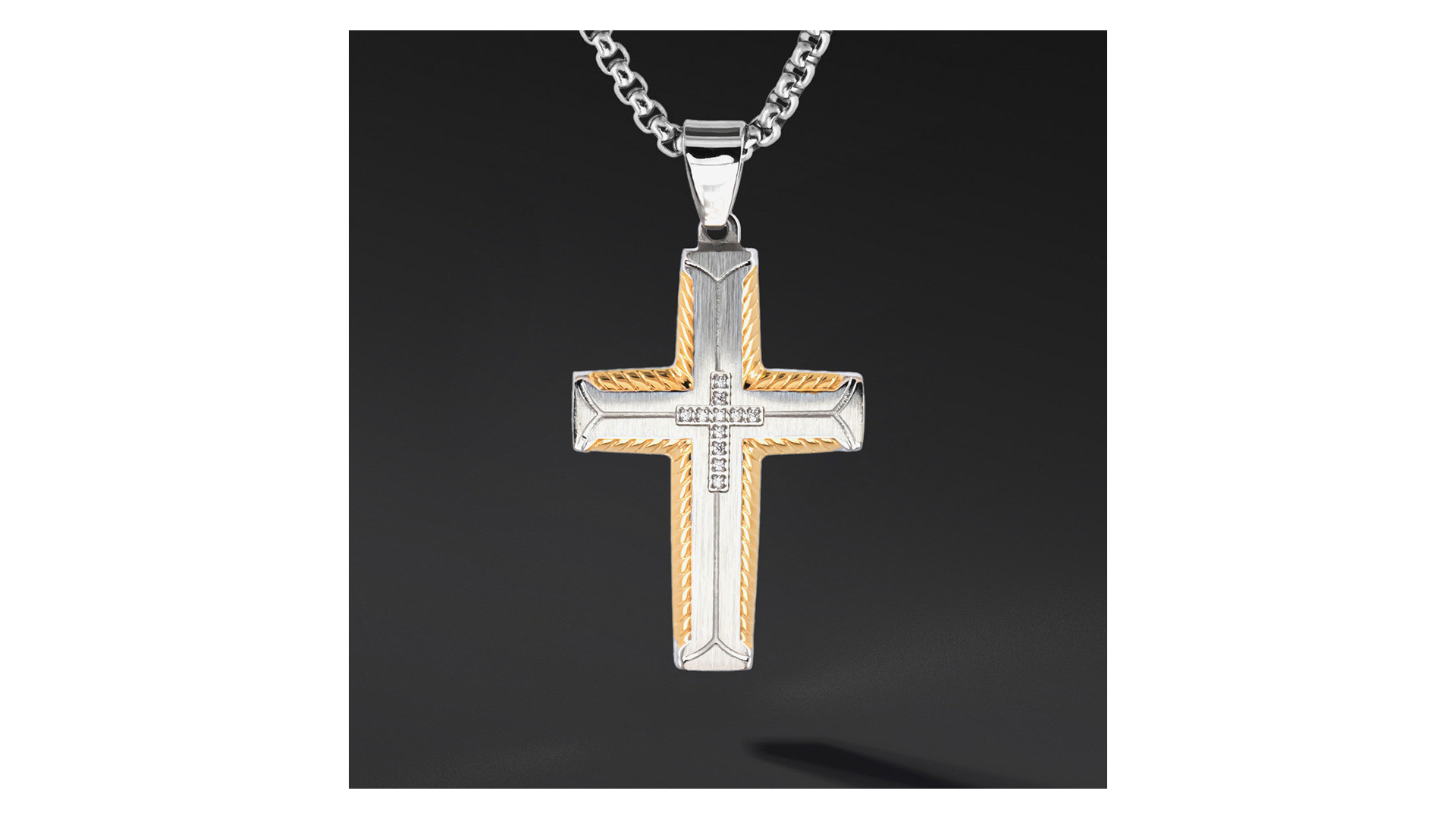 Krzyżyk „Cast” Silver – stal szlachetna z łańcuszkiem