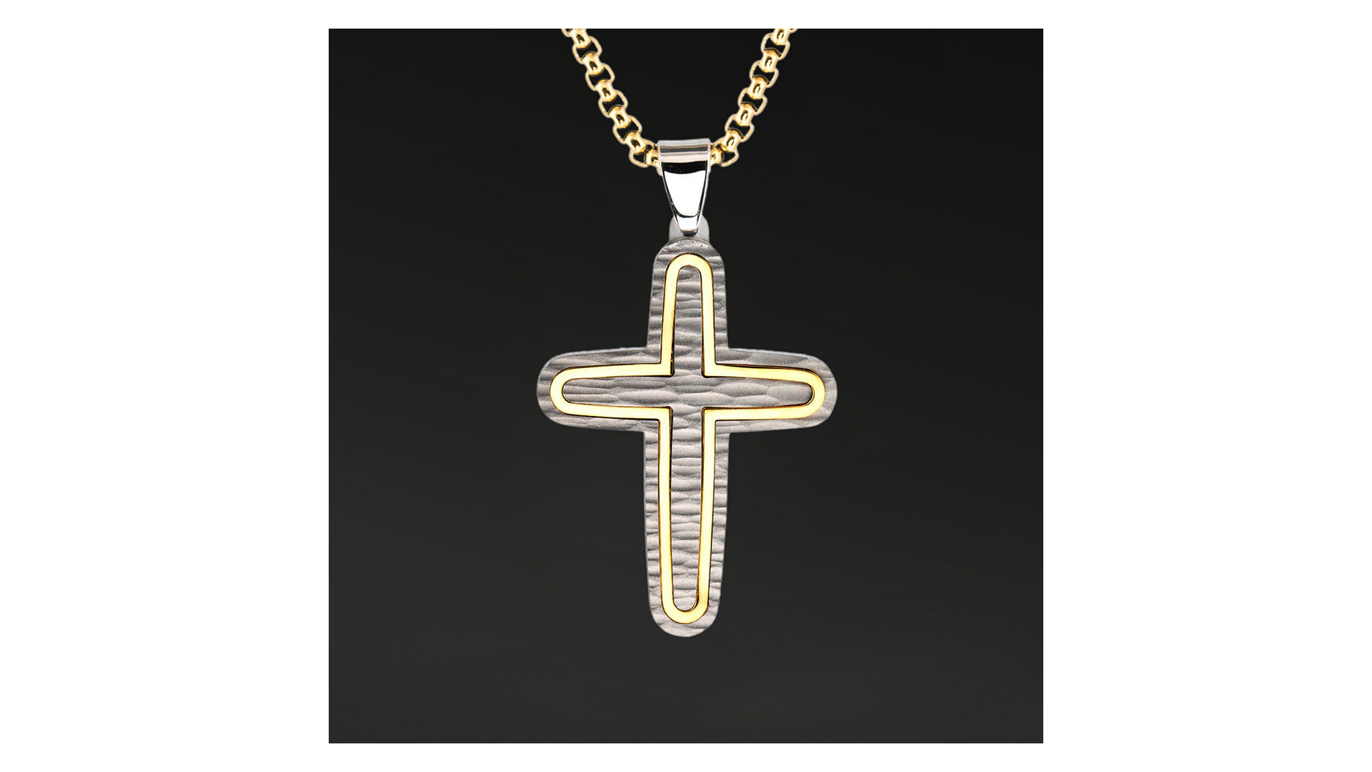 Krzyżyk „Axis” Gold – stal szlachetna z łańcuszkiem Krzyżyk „Axis” Gold – stal szlachetna z łańcuszkiem