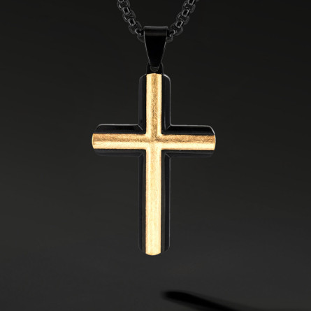 Krzyżyk „Onyx” – stal szlachetna z łańcuszkiem