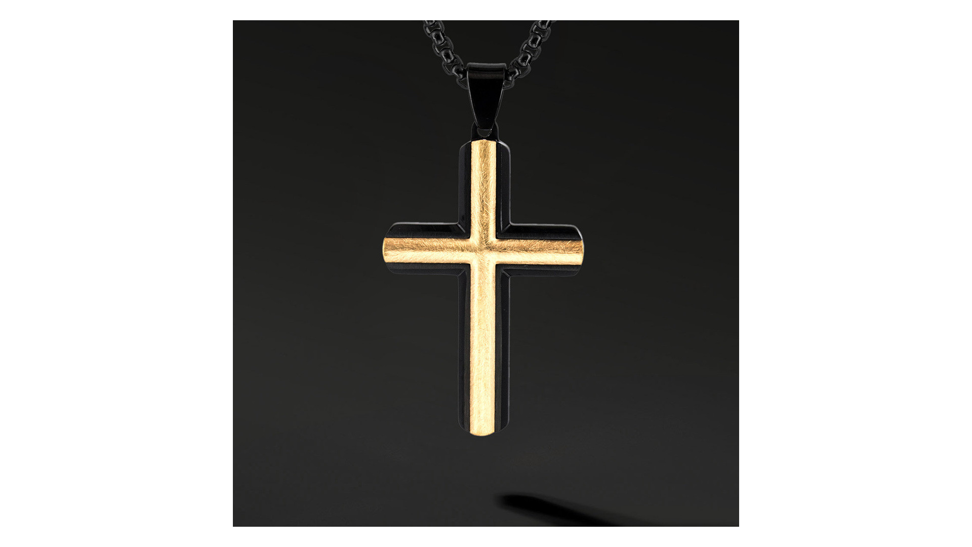 Krzyżyk „Onyx” – stal szlachetna z łańcuszkiem
