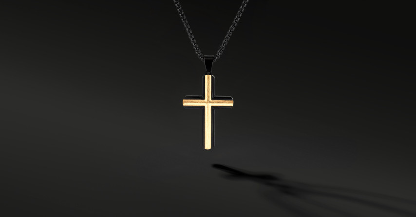 Krzyżyk „Onyx” – stal szlachetna z łańcuszkiem