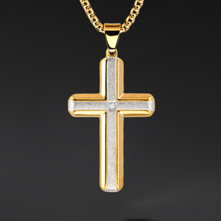 Krzyżyk „Frostline” Gold – stal szlachetna z łańcuszkiem