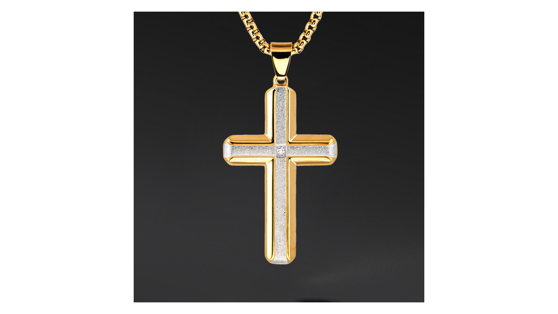 Krzyżyk „Frostline” Gold – stal szlachetna z łańcuszkiem Krzyżyk „Frostline” Gold – stal szlachetna z łańcuszkiem