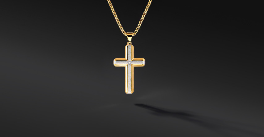 Krzyżyk „Frostline” Gold – stal szlachetna z łańcuszkiem Krzyżyk „Frostline” Gold – stal szlachetna z łańcuszkiem