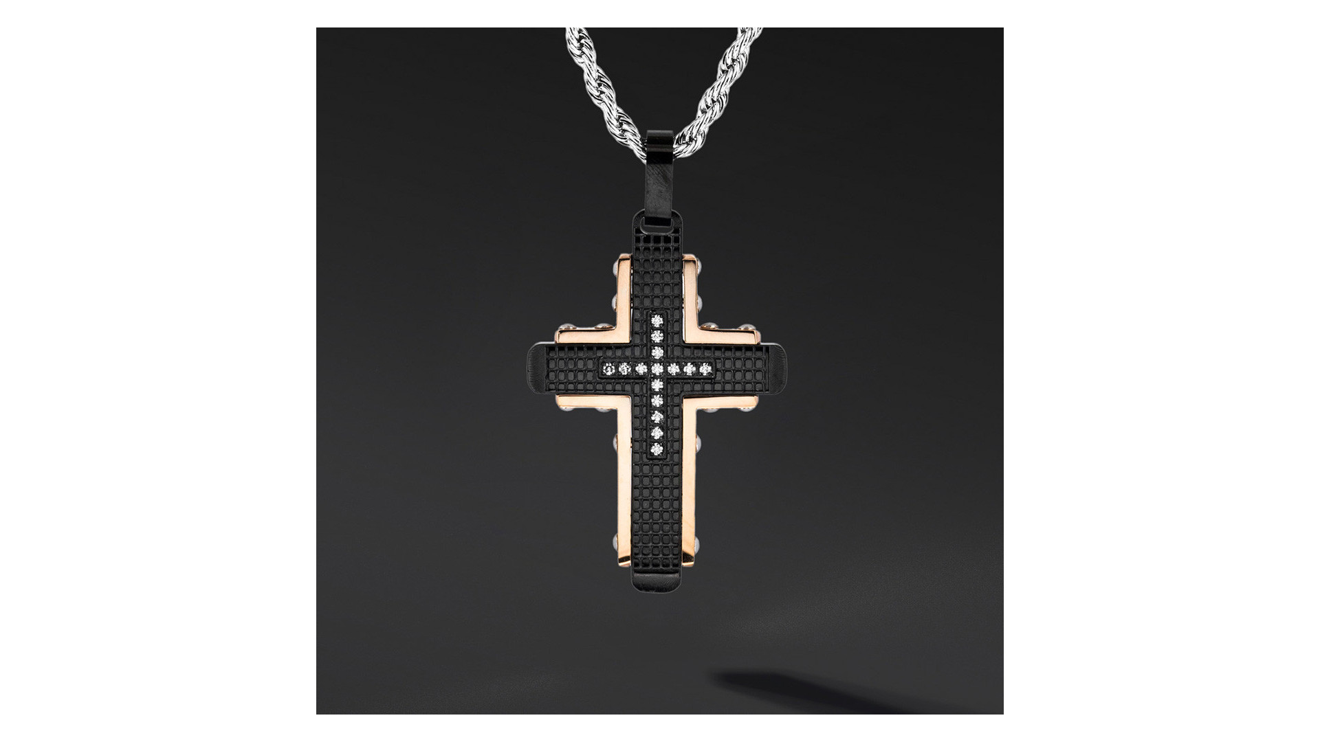 Krzyżyk „Gridlock” – stal szlachetna z łańcuszkiem