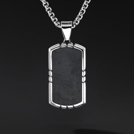 Nieśmiertelnik „Carbon” Silver – stal szlachetna z wkładką z karbonu | Enigma Jubiler