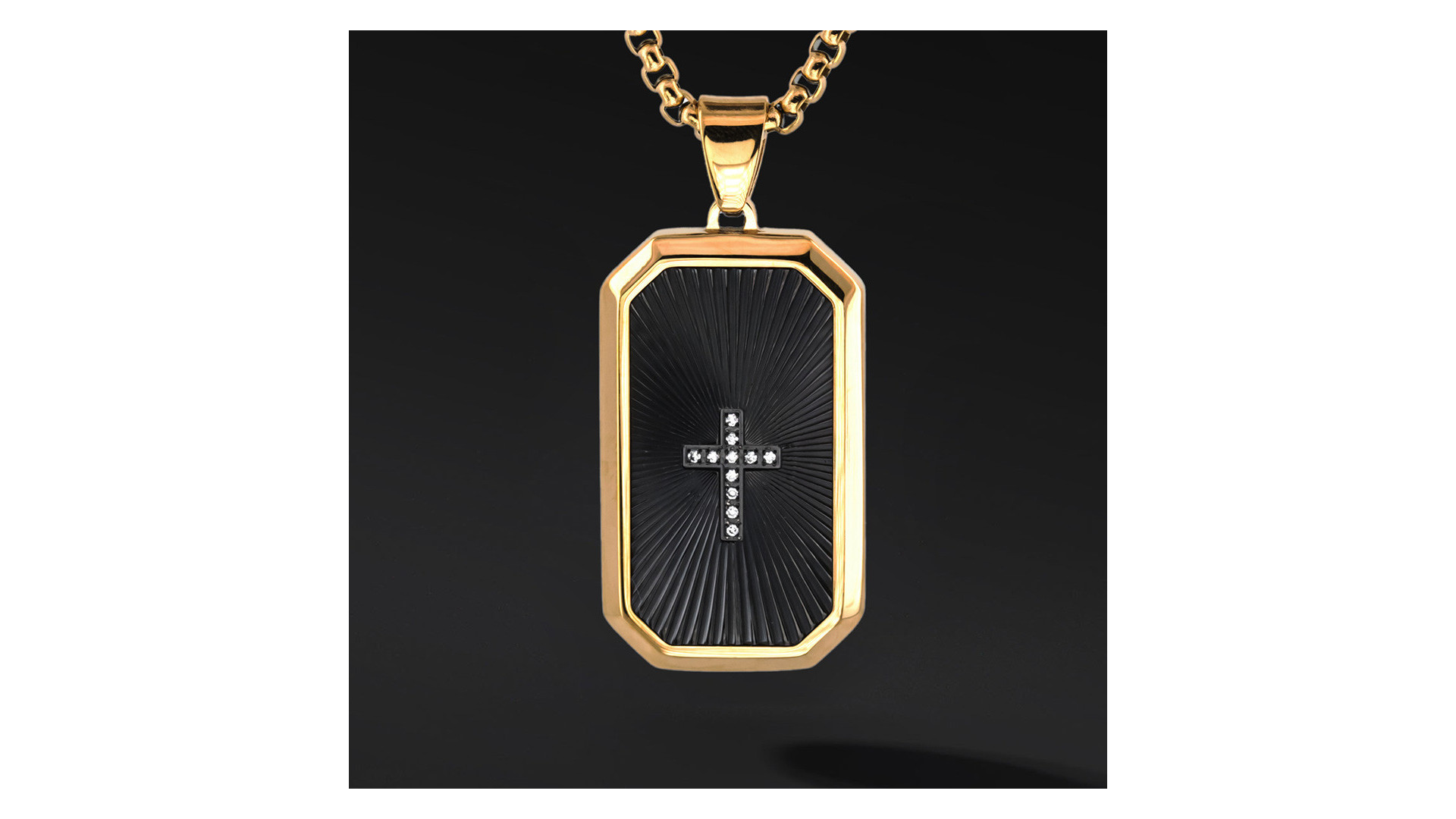 Nieśmiertelnik „Radiant” Black – stal szlachetna w eleganckiej formie | Enigma Jubiler