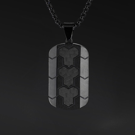 Nieśmiertelnik "Obsidian Grid" – stal szlachetna | Czerń i geometria | Enigma