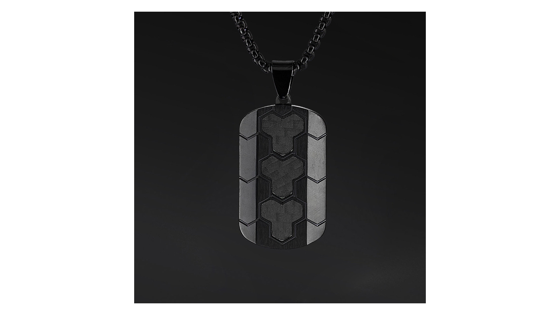 Nieśmiertelnik "Obsidian Grid" – stal szlachetna | Czerń i geometria | Enigma