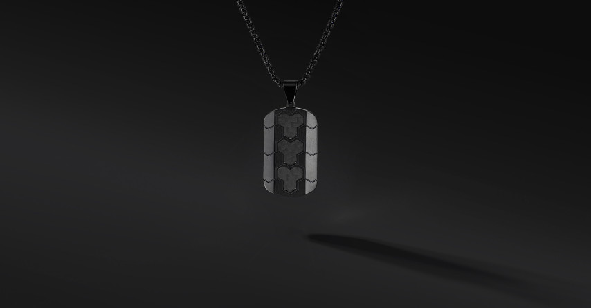 Nieśmiertelnik "Obsidian Grid" – stal szlachetna | Czerń i geometria | Enigma