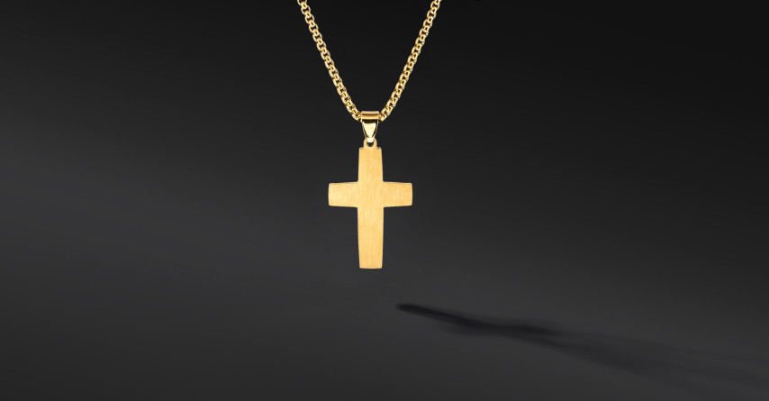 Krzyżyk „Cast” Gold – stal szlachetna z łańcuszkiem