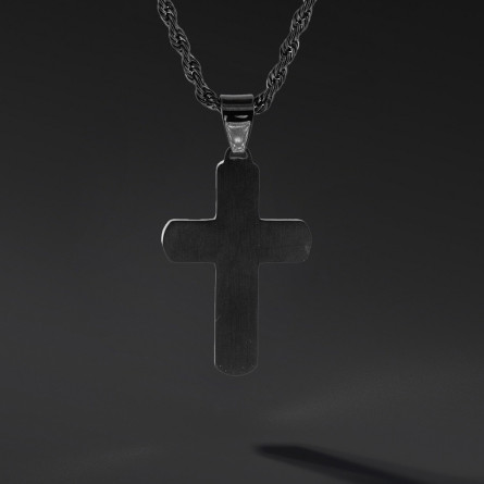 Krzyżyk „Vanguard” Black – stal szlachetna z łańcuszkiem