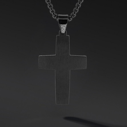 Krzyżyk „Cast” Black – stal szlachetna z łańcuszkiem