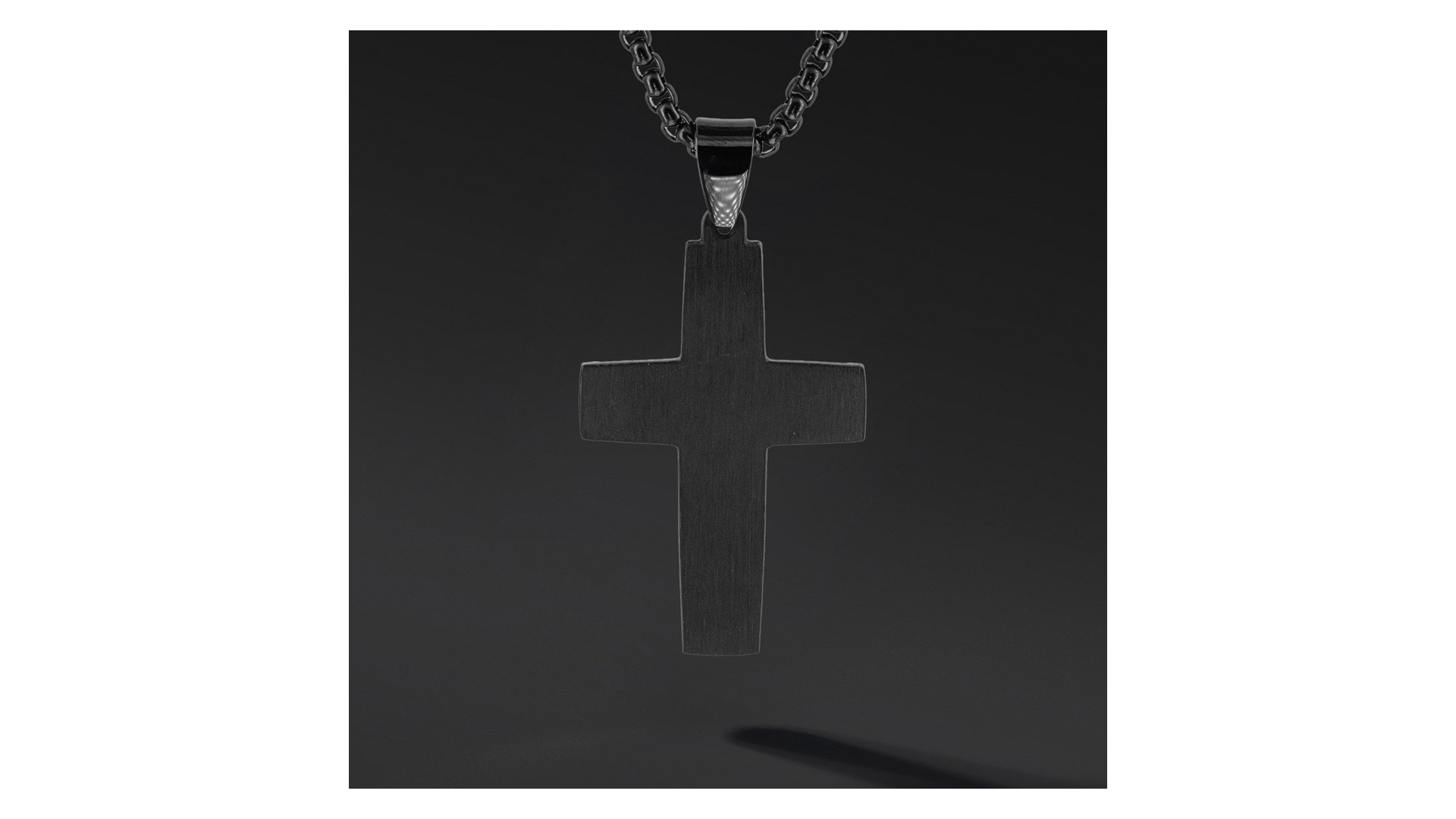 Krzyżyk „Cast” Black – stal szlachetna z łańcuszkiem