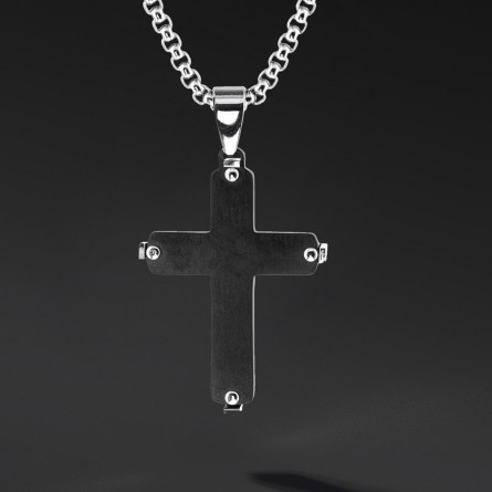 Krzyżyk „Varen” Black – stal szlachetna z łańcuszkiem