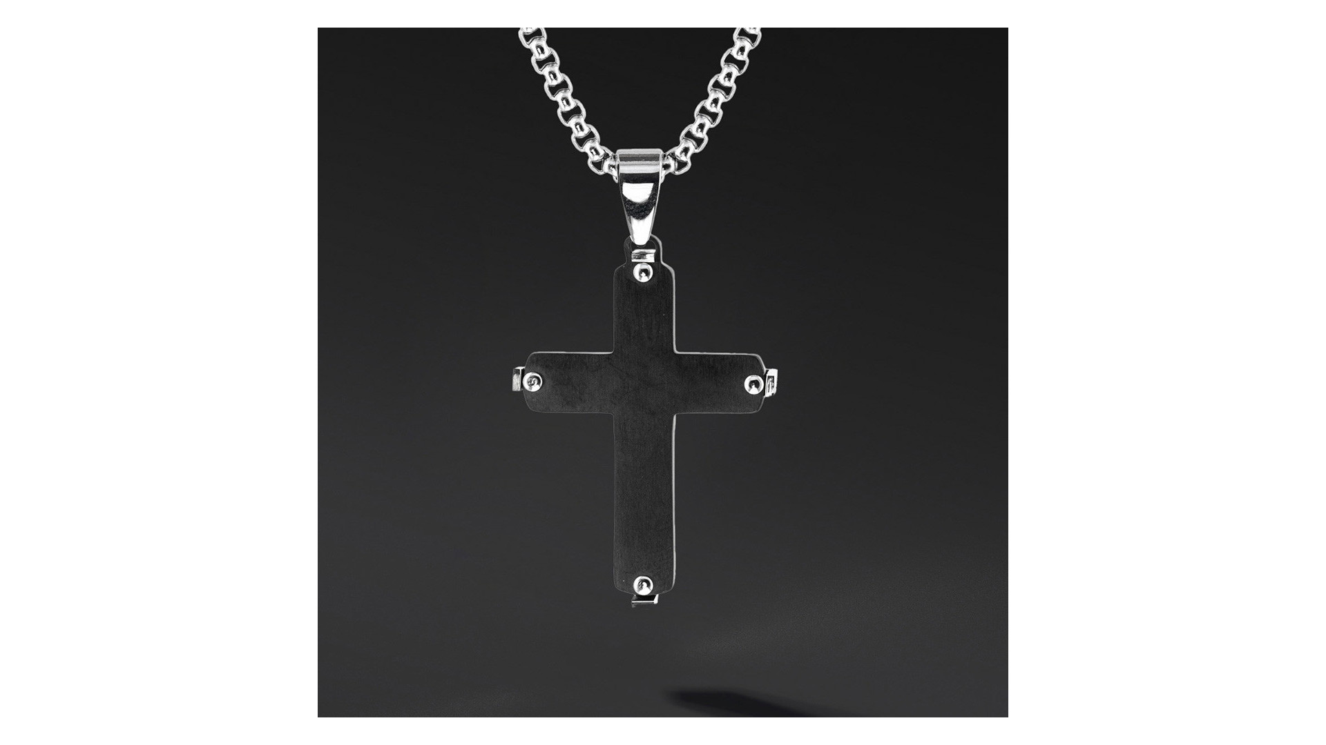 Krzyżyk „Varen” Black – stal szlachetna z łańcuszkiem