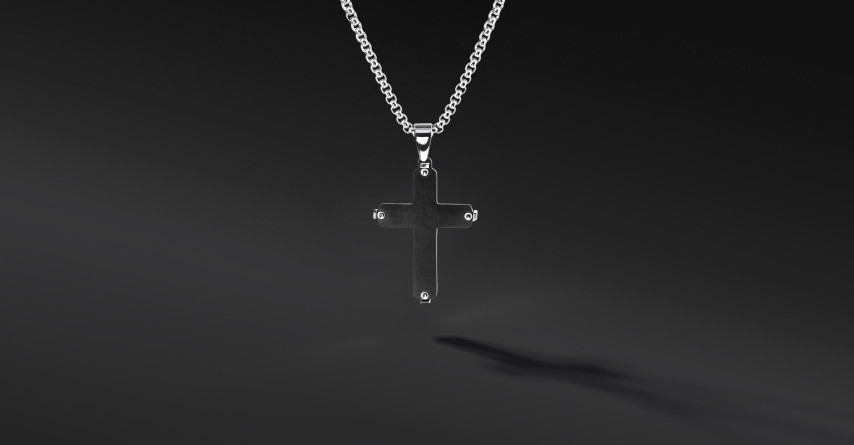 Krzyżyk „Varen” Black – stal szlachetna z łańcuszkiem