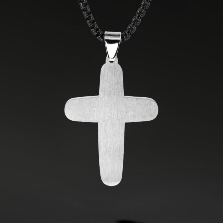 Krzyżyk „Axis” Black – stal szlachetna z łańcuszkiem