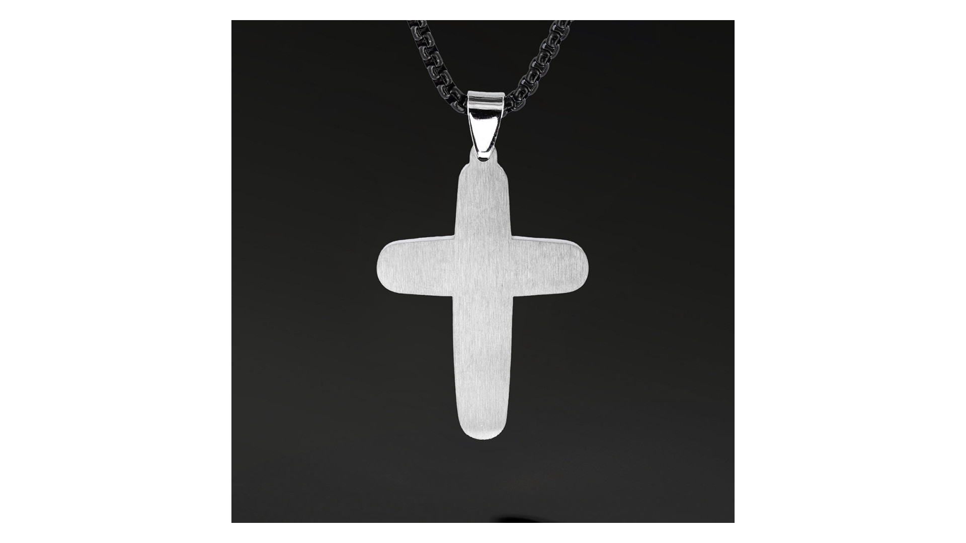 Krzyżyk „Axis” Black – stal szlachetna z łańcuszkiem