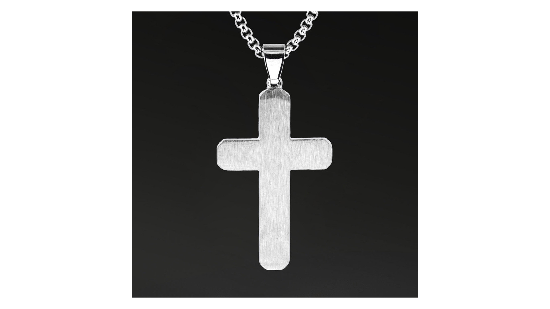 Krzyżyk „Frostline” Silver – stal szlachetna z łańcuszkiem