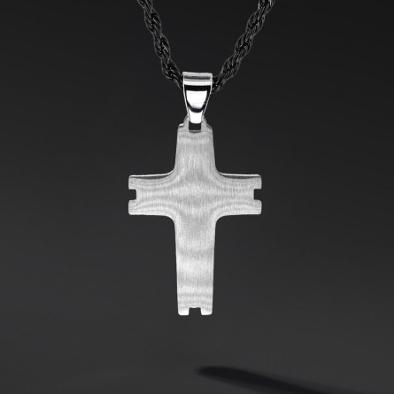 Krzyżyk „Line” Black – stal szlachetna z łańcuszkiem