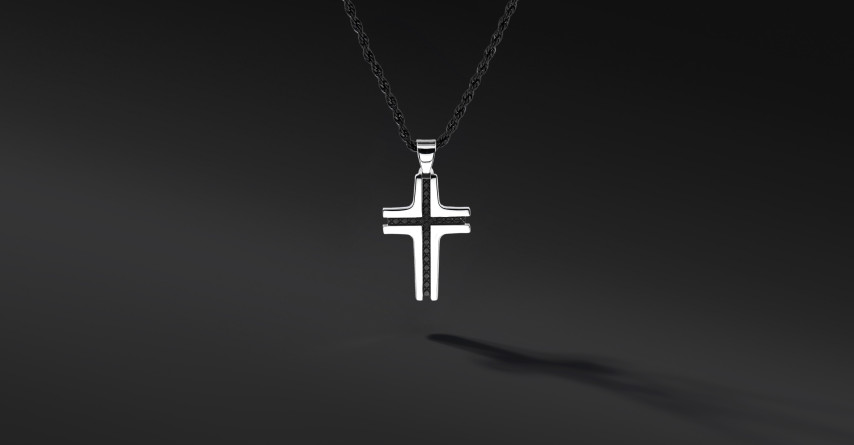 Krzyżyk „Line” Black – stal szlachetna z łańcuszkiem Krzyżyk „Line” Black – stal szlachetna z łańcuszkiem