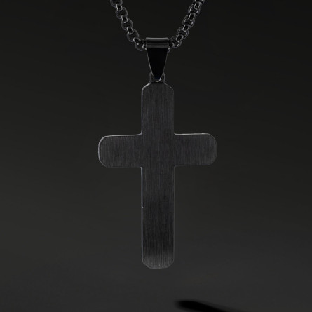 Krzyżyk „Frostline” Black – stal szlachetna z łańcuszkiem