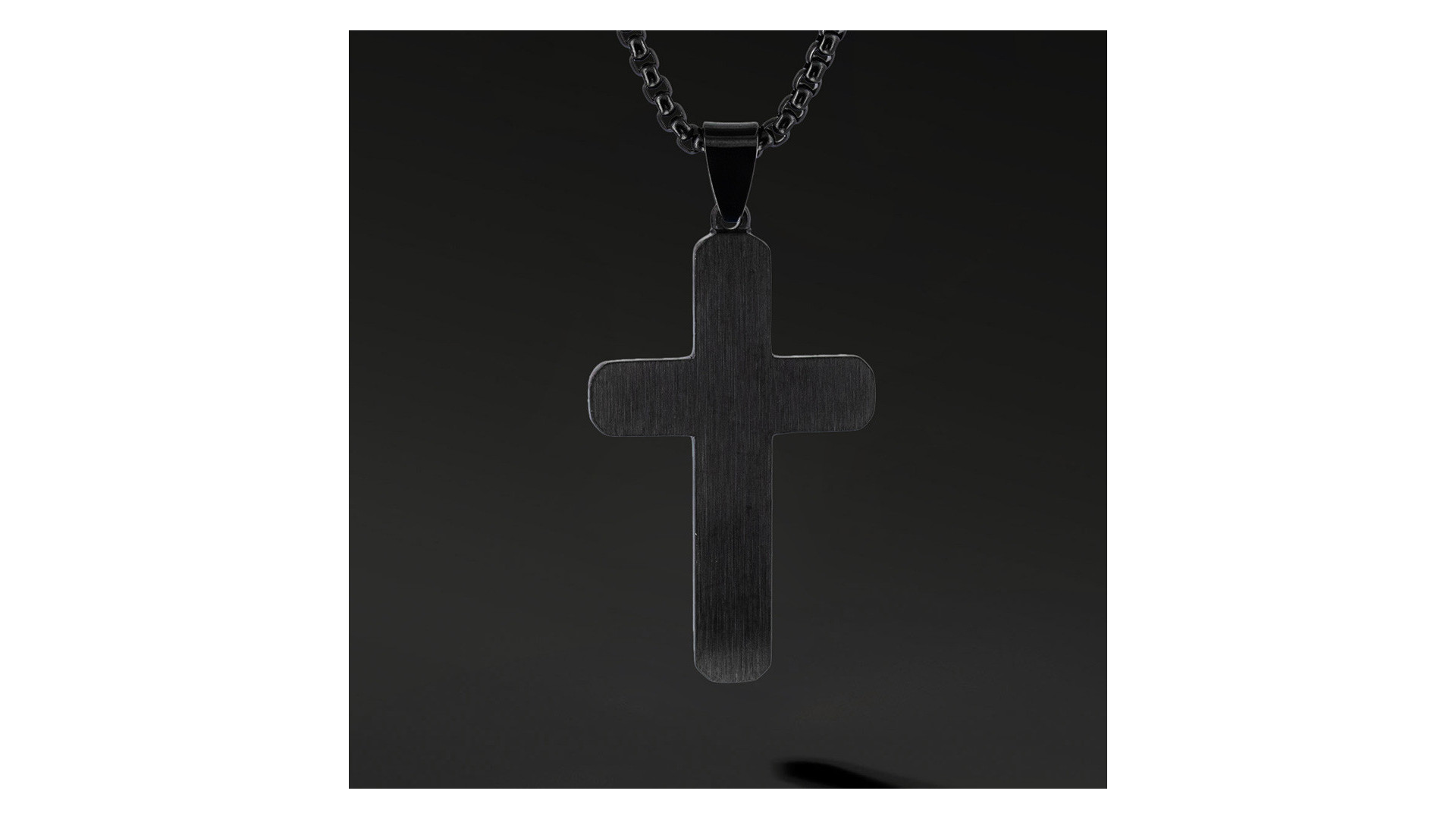 Krzyżyk „Frostline” Black – stal szlachetna z łańcuszkiem