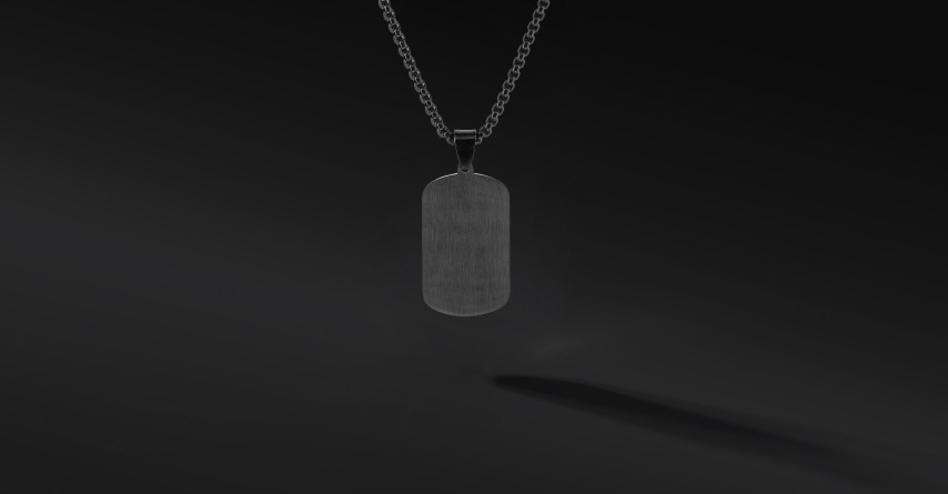 Nieśmiertelnik "Obsidian Grid" – stal szlachetna | Czerń i geometria | Enigma