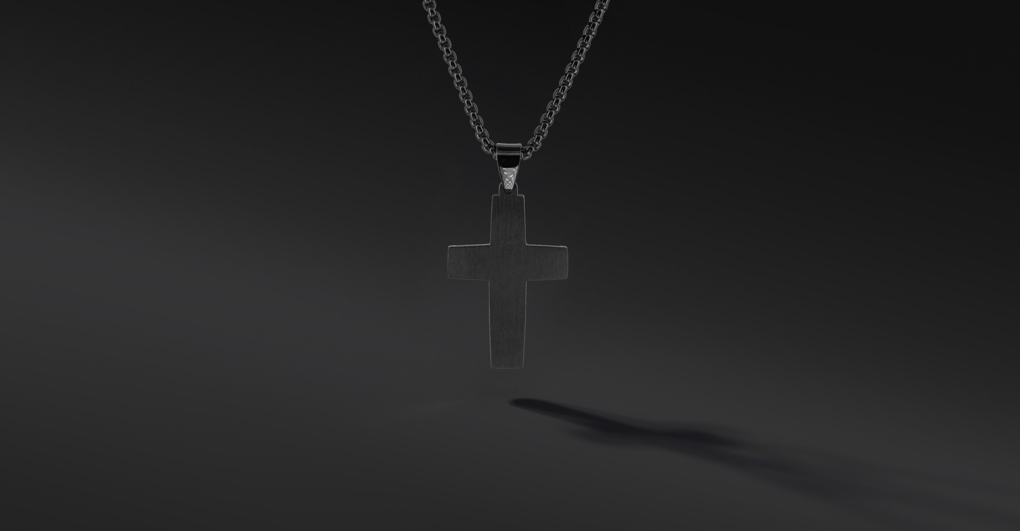 Krzyżyk „Cast” Black – stal szlachetna z łańcuszkiem