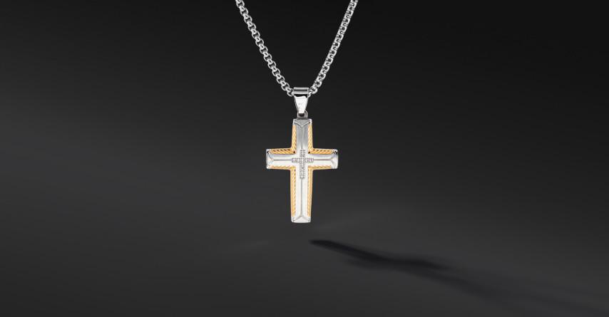 Krzyżyk „Cast” Silver – stal szlachetna z łańcuszkiem