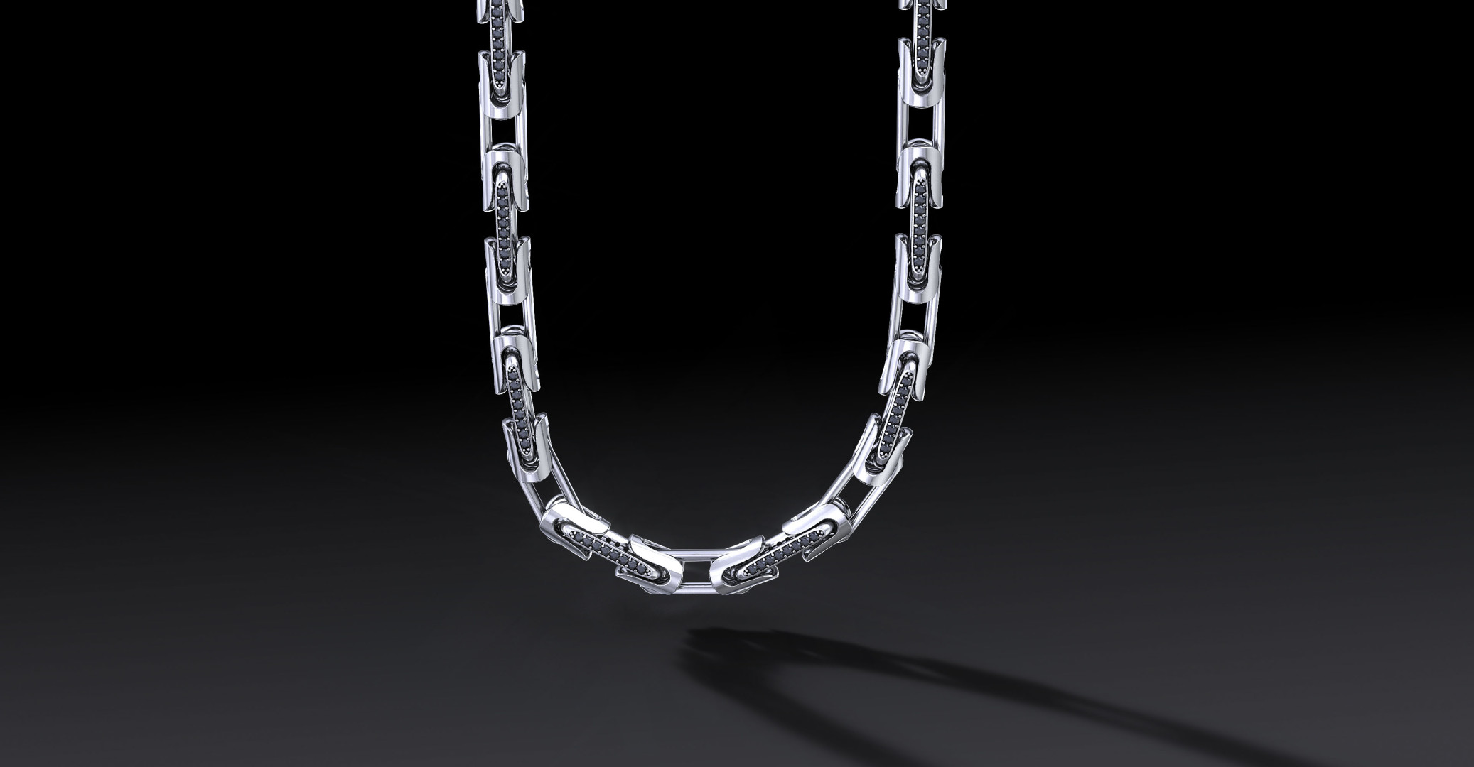 Łańcuch "Sentinel Pave" 8mm – Srebrny Łańcuszek 925 z Cyrkoniami