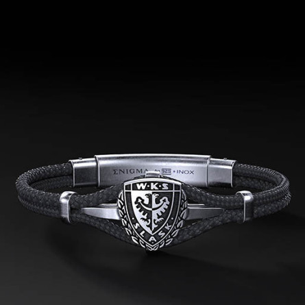 Bransoleta WKS Śląsk Wrocław Polar Cord czarna I ENIGMA Jubiler