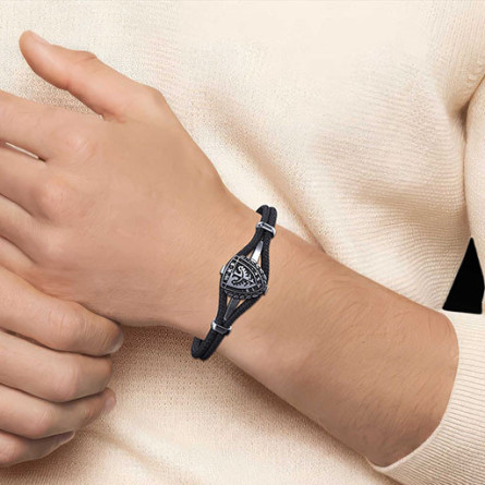 Bransoleta WKS Śląsk Wrocław Polar Cord czarna I ENIGMA Jubiler