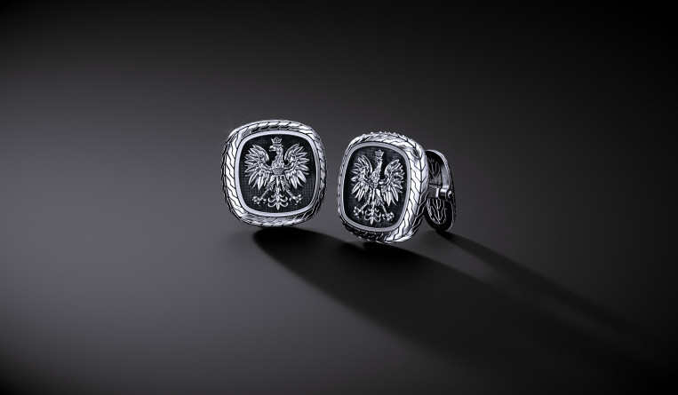 Spinki srebrne "CUSHION CHAIN" Godło Polski (Ag 925) I ENIGMA Jubiler Spinki srebrne "CUSHION CHAIN" Godło Polski (Ag 925) I ENIGMA Jubiler
