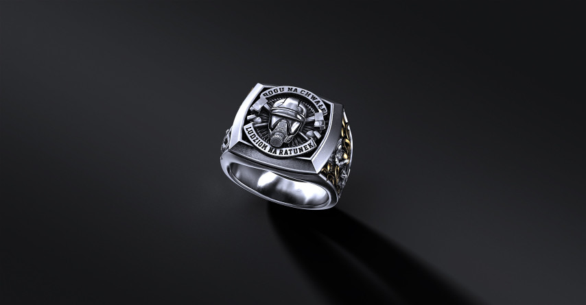 Sygnet Strażacki  "Shield" Ag925 I ENIGMA Jubiler