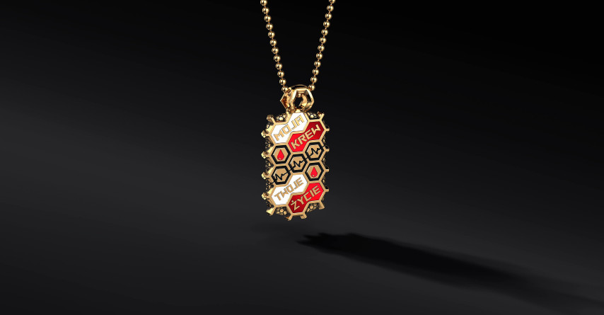 Nieśmiertelnik Dedykowany Honorowym Dawcom Krwi klubu LEGION HDK (pozłacany) I ENIGMA Jubiler