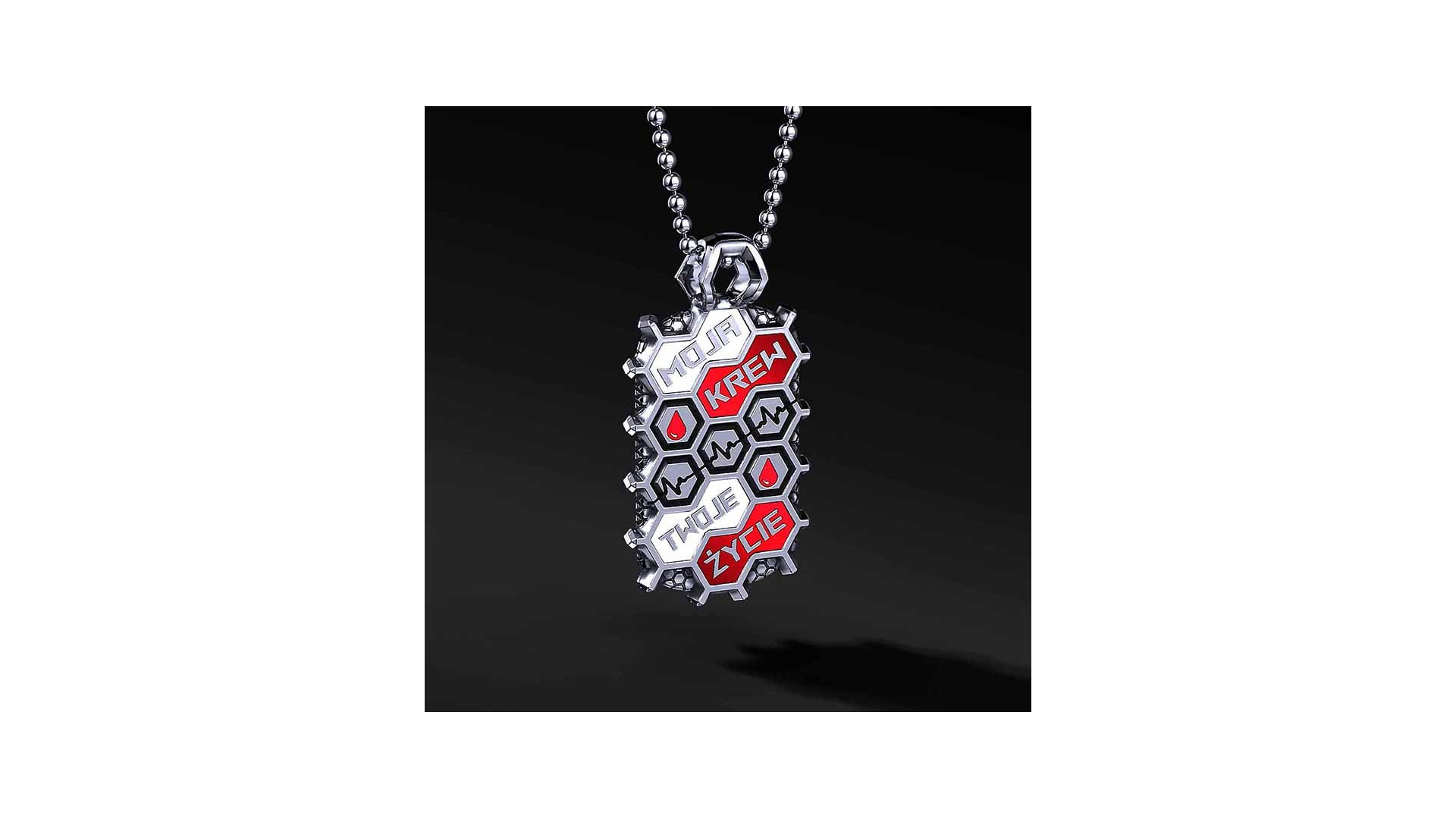 Nieśmiertelnik dedykowany Honorowym Dawcom Krwi (srebrny) I ENIGMA Jubiler